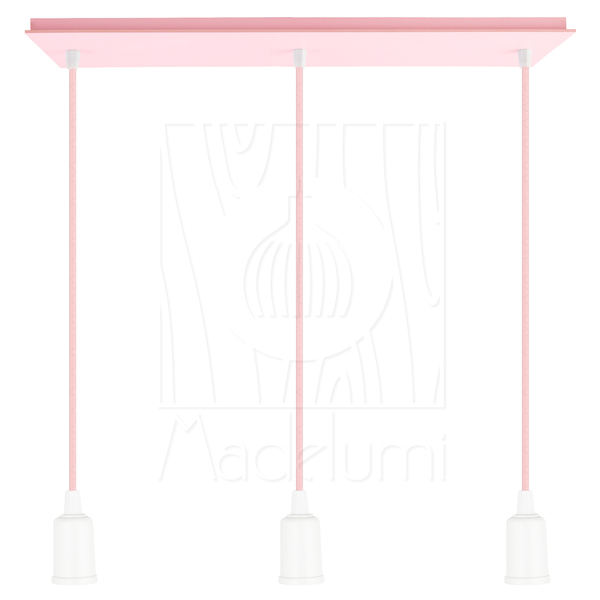 Pendente Industrial Cabo Tecido Triplo Cq Vintage Rosa Claro