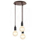 Pendente Industrial Cabo Tecido Triplo Cr E27 Vintage Marrom