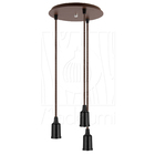 Pendente Industrial Cabo Tecido Triplo Cr E27 Vintage Marrom