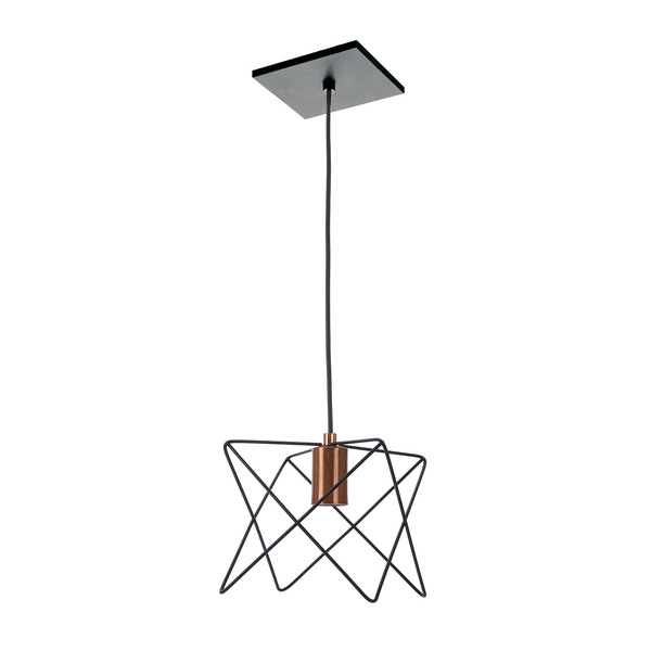 Pendente Interno 1 Lâmpada Preto Metal Zaggy Pantoja & Carmona