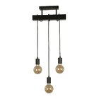 Pendente Interno 3 Lâmpadas Preto Madeira e Aço Inspire