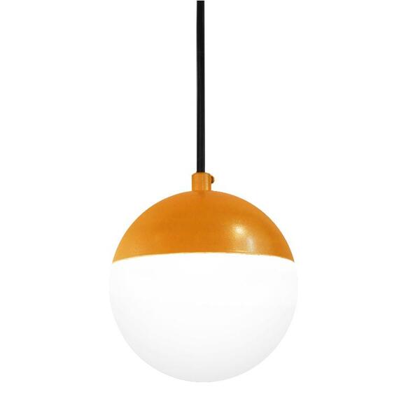 Pendente Jabuti Meia Lua Dourado Com Globo Branco Fosco 1 Lâm