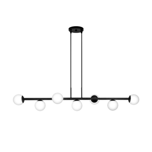 Pendente Jabuticaba Seven Preto 7 Globos Brancos Foscos G9