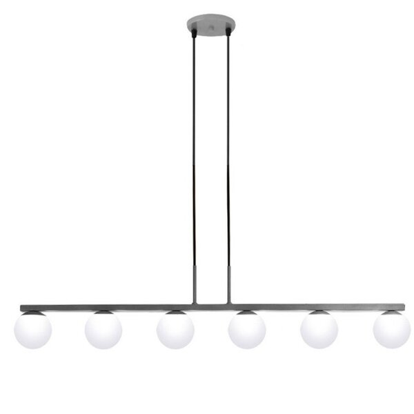 Pendente Jabuticaba Six Prata 6 Globos Brancos Foscos G9