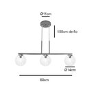 Pendente Jabuticaba Triplo Dourado Fosco Globo Transparente