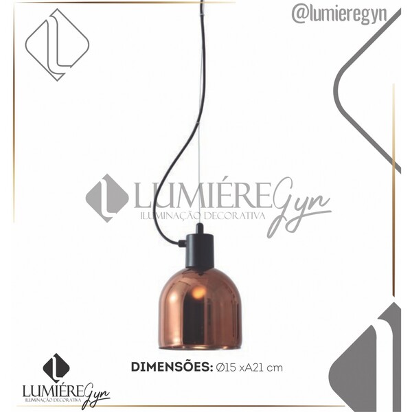 Pendente Jetty Vidro Cobre 1l E27 Casual Light Pd1429co