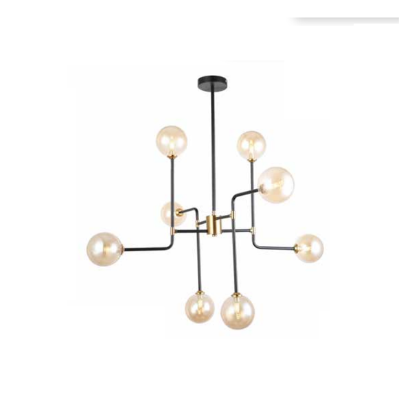 Pendente Jolie Metal Preto E Vidro Âmbar Sky-3091pt Skylight