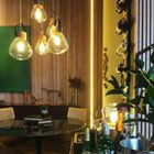 Pendente Lâmpadari Vidro Medio Cristal Madelustre Castanho