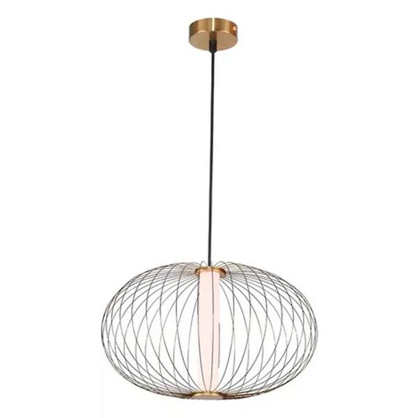 Pendente Lanterna Dourado E Branco Fosco 50cm 1xled 16w 3000k