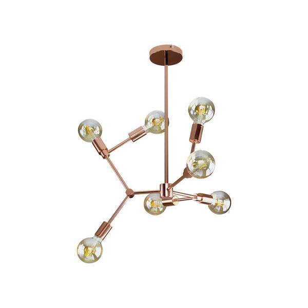 Pendente Leblon Rose Gold Rm002r Bella + 7 LED G95 Br. Quente