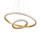 Pendente Redondo Com LED 3 em 1 Aço Horizon 2 Aros Hevvy Iluminação Dourado