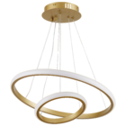 Pendente Redondo Com LED 3 em 1 Aço Horizon 2 Aros Hevvy Iluminação Dourado