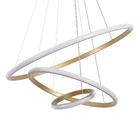 Pendente Redondo Com LED 3 em 1 Aço Horizon 3 Aros Hevvy Iluminação Dourado