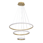Pendente Redondo Com LED 3 em 1 Aço Horizon 3 Aros Hevvy Iluminação Dourado