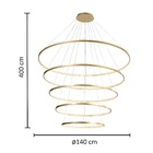 Pendente LED 5 Anéis Dourado 157W Milano Hevvy