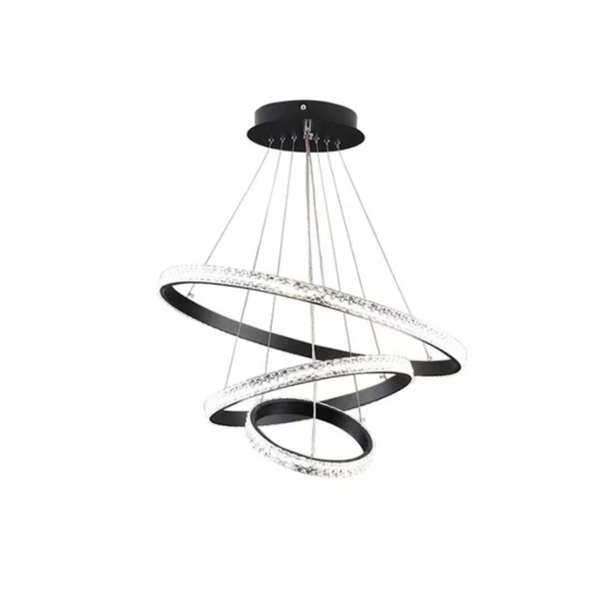 Pendente Led Andromeda 3 Aros Preto 3000k 113w - Gmh Trade