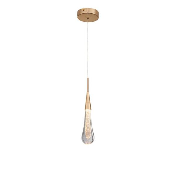 Pendente Led Cristal Dourado 20cm 5w 3000k Branco Quente Bivo