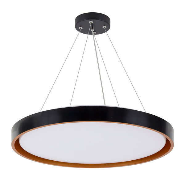 Pendente LED Redondo Preto e Dourado 51cm Montana Hevvy