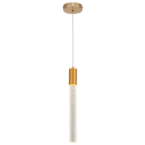 Pendente Led Tubo 3000k 5w Dourado/transp Sindora Dcd02115