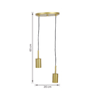 Pendente Linear 2 Lâmpadas Dourado Fosco E27 Pantoja & Carmona