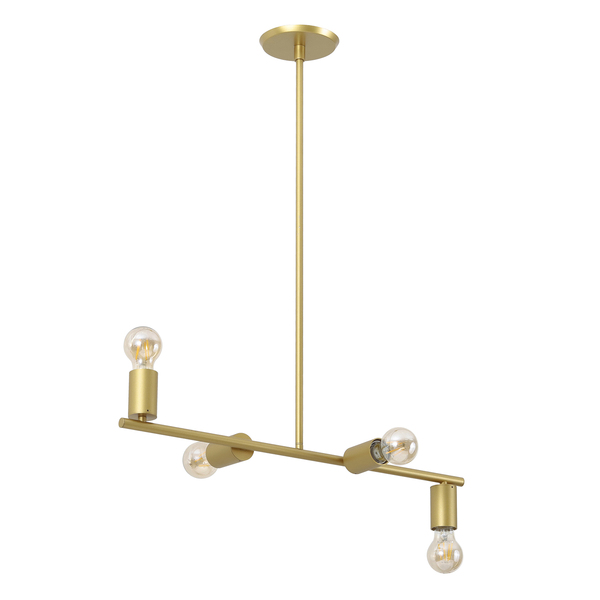 Pendente Linear 4 Lâmpadas Dourado Fosco E27 Pantoja & Carmona