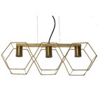 Pendente Linear Hexagono 1703 Dourado 3 Lâmpadas 34319 Pantoj