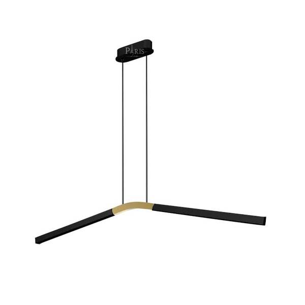 Pendente Linear V Preto Led 16w 3000k Bivolt Ds9739 Delis