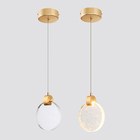 Pendente Luminária Bolhas Lua Cristal K9 Dourada 7w 3500k Bq