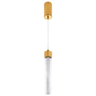 Pendente Luminária Dourado Tubo Cristal Quadrado 35cm Sindora