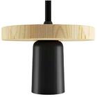 Pendente Luminária Em Madeira Pinus E Metal Redondo - Veromob