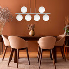 Pendente Luminária Lustre Jabuticaba 6 Globos Vidro Prata