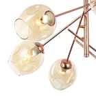 Pendente Luminaria Lustre Vidro Metal 6xe27 Champanhe Cobre