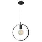 Pendente Luminária Teto Círculo Anel Sala Cozinha Mesa Preto