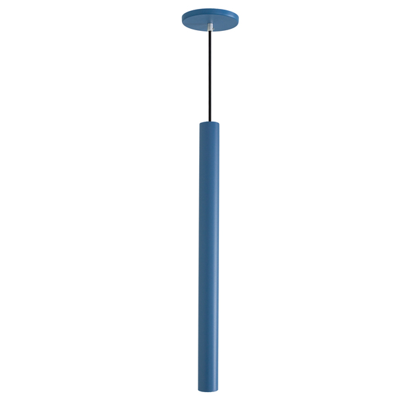 Pendente Luminária Tubo Azul 50 Cm + Lâmpada Led Branco Frio