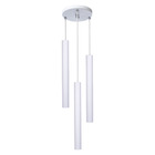 Pendente Luminária Tubo Branco 30 Cm Triplo + Led Branco Frio