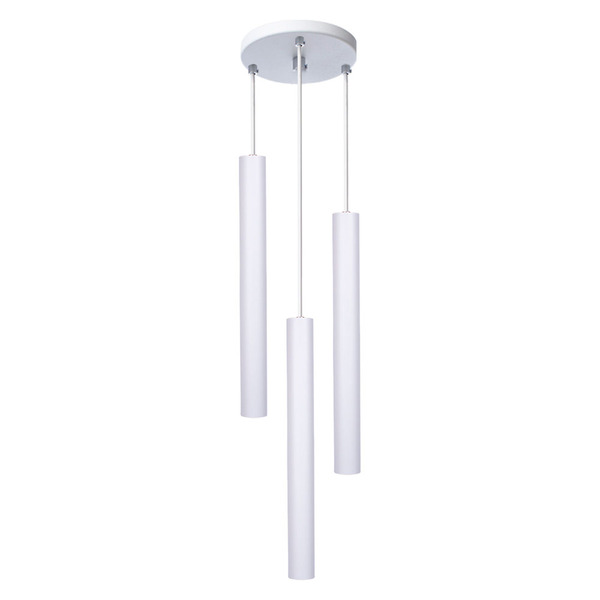 Pendente Luminária Tubo Branco 30 Cm Triplo + Led Branco Quen