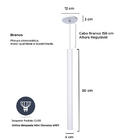 Pendente Luminária Tubo Branco 50 Cm + Lâmpada Led Branco Que