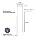 Pendente Luminária Tubo Branco 50 Cm - Duplo + Lâmpada Led Br