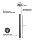 Pendente Luminária Tubo Cinza 50 Cm + Lâmpada Led Branco Quen