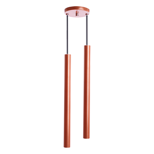 Pendente Luminária Tubo Cobre 50 Cm Duplo + Lâmpada Led Branc