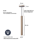 Pendente Luminária Tubo Fendi 30 Cm + Lâmpada Led Branco Frio