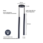 Pendente Luminária Tubo Preto 50 Cm - Duplo + Lâmpada Led Bra