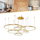 Pendente Lustre 7 Anéis Arcos Led P/ Sala De Estar 3000k