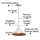 Pendente Lustre Chapeu Chinês Alumínio Casa Cozinha Decor Bra