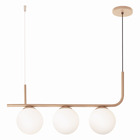 Pendente Lustre Curvo Jabuticaba 3 Globos Vidro Champagne