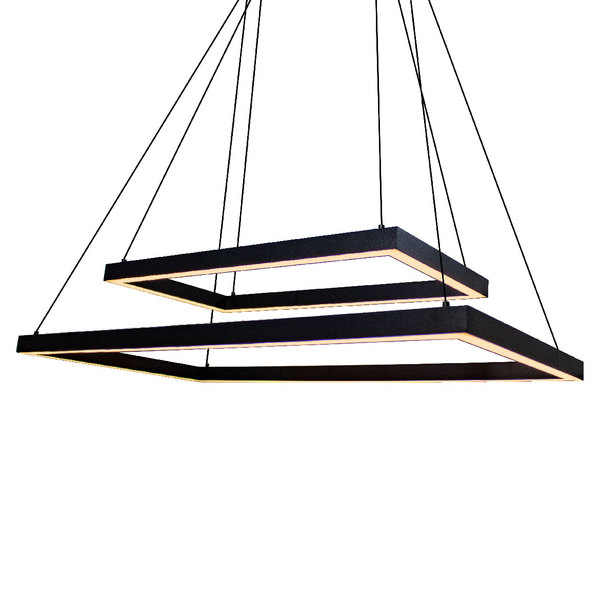 Pendente Lustre Fit Preto Led 44w 2 Retangulos Sobrepostos Moderno Clean Minimalista 747led3 St1341 Leroy Merlin