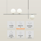 Pendente Lustre Jabuticaba Sala Jantar 3 Globos 12cm Prata