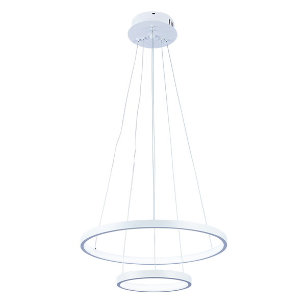 Pendente Lustre Led Moderno 2 Aros Arcos Anéis 20cm E 40cm At