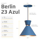Pendente Lustre Luminária Berlim 23cm Moderno Azul