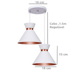 Pendente Lustre Luminária Berlin 15cm Branco Duplo + Lâmpada